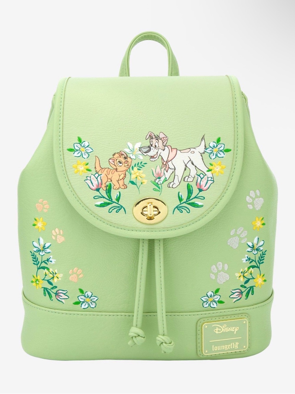 New Loungefly Disney Oliver & Company Floral Drawstring Mini Backpack